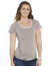 Maternity Body Hugging Stretchy Tee - Khaki Stripes - Angel Maternity - Maternity clothes - shop online