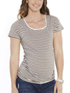 Maternity Body Hugging Stretchy Tee - Khaki Stripes - Angel Maternity - Maternity clothes - shop online